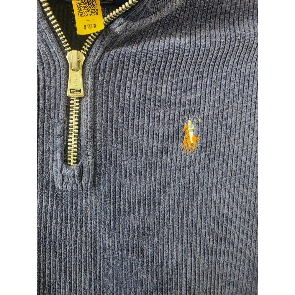 Polo Ralph Lauren Kids Navy Corduroy Quarter Zip Pullover Sweater Size M 8-10 - Picture 2 of 5